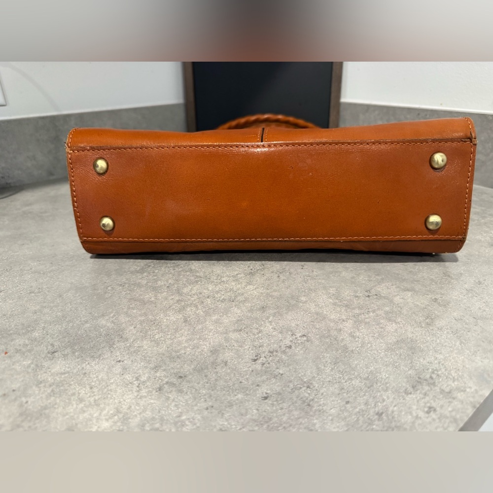 Patricia Nash Rosina Cut Out Tooled Leather Satchel Tan Gold! Beautifully Bag!! - Picture 3 of 13